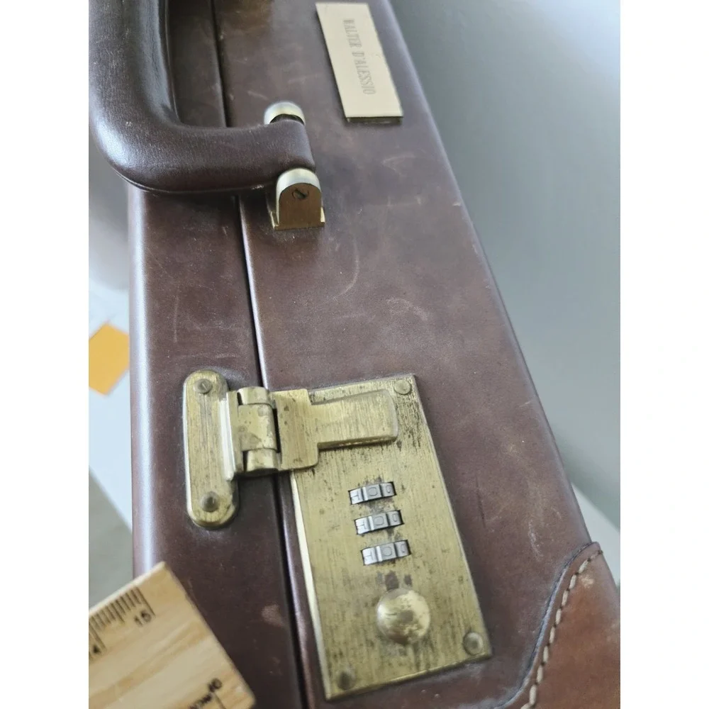 🗼RARE Vintage LANCEL Paris Hard Leather Portfolio Document Briefcase France